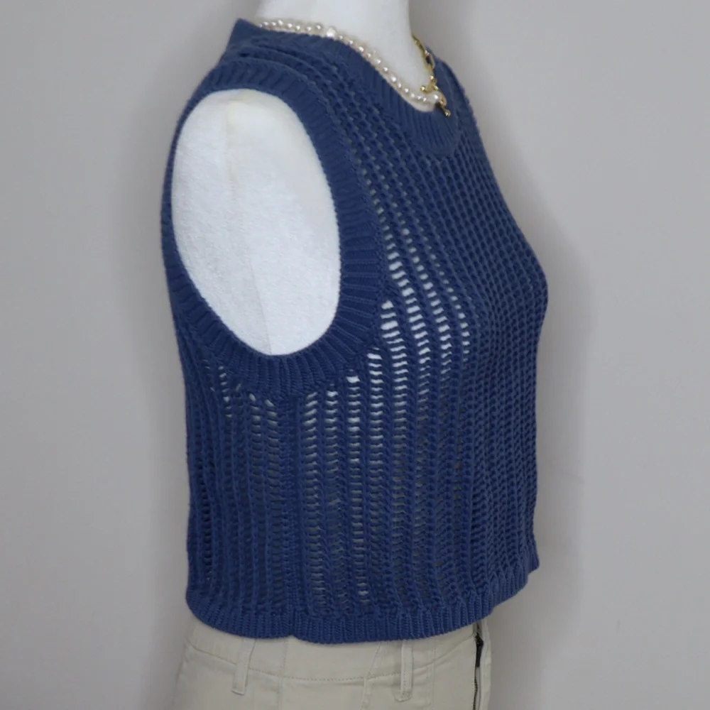 NWOT. Aerie Offline Blue Knit Crop Top SMALL - Picture 2 of 4